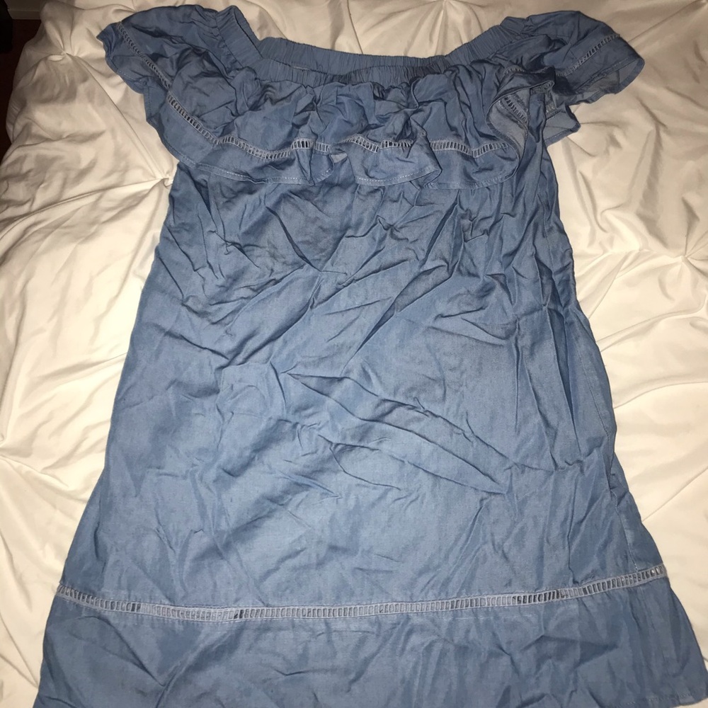 Blue off the shoulder dress